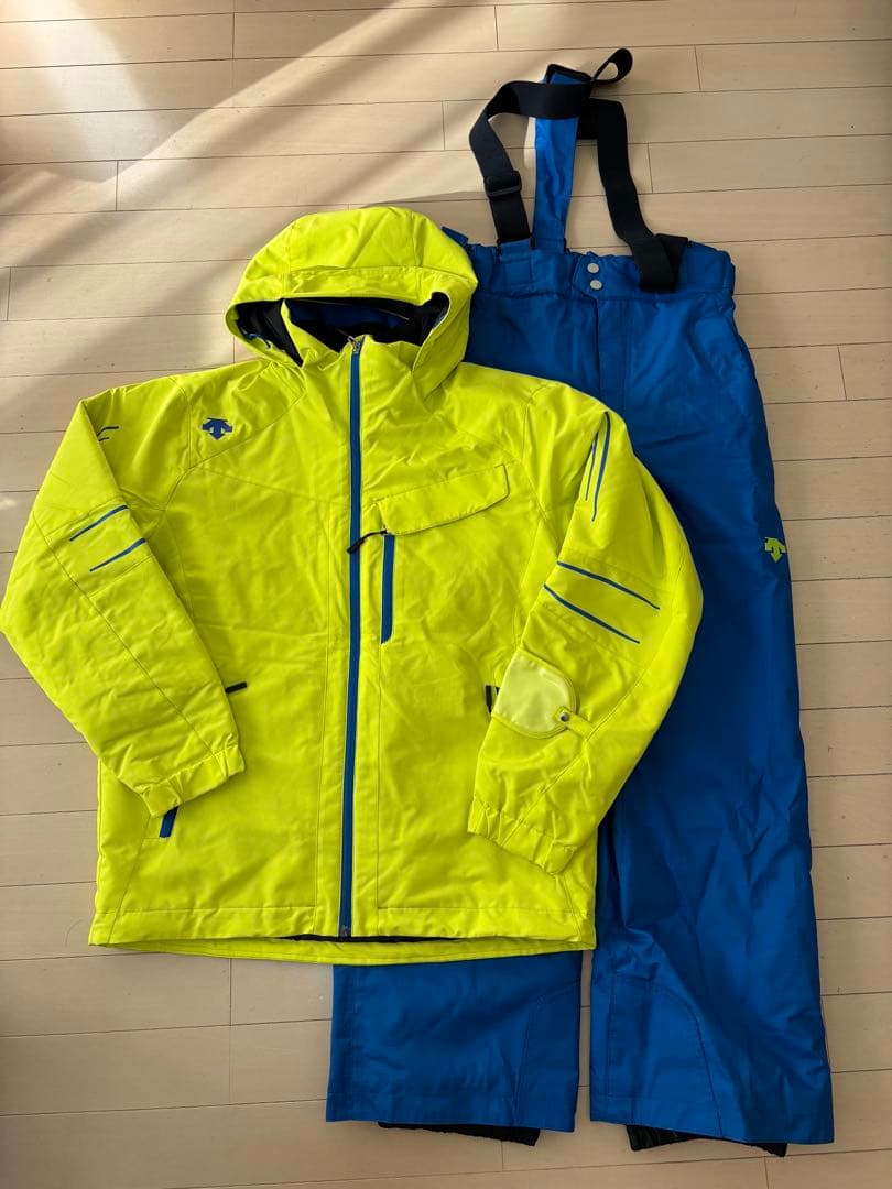 DESCENTE スキーウェアセット 蛍光イエロー/青