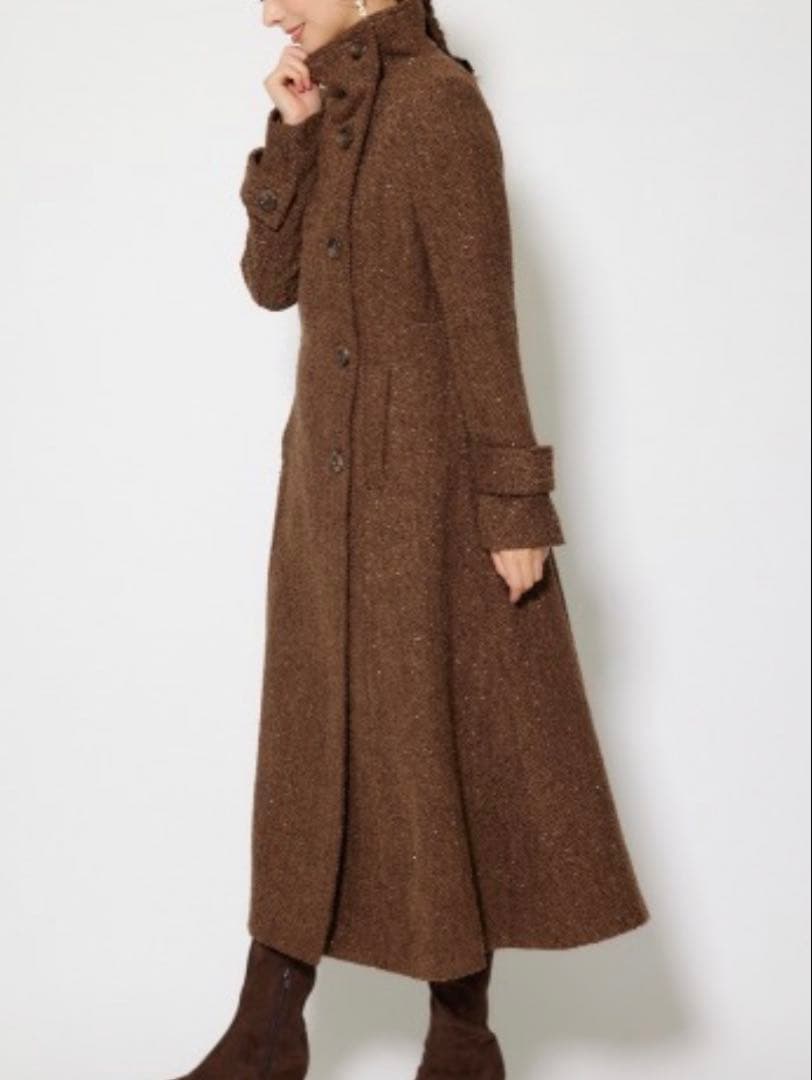 rienda ブラウン オーバーネックシンデレララインコート