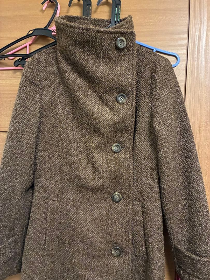 rienda ブラウン オーバーネックシンデレララインコート