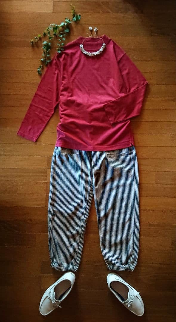 45R☆度詰天竺の908リブモックロングスリーブT/杢レッド♪