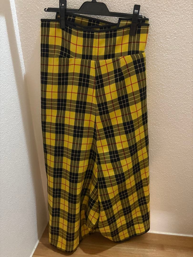 コムデギャルソン　タータンチェック　パンツ　イエロー