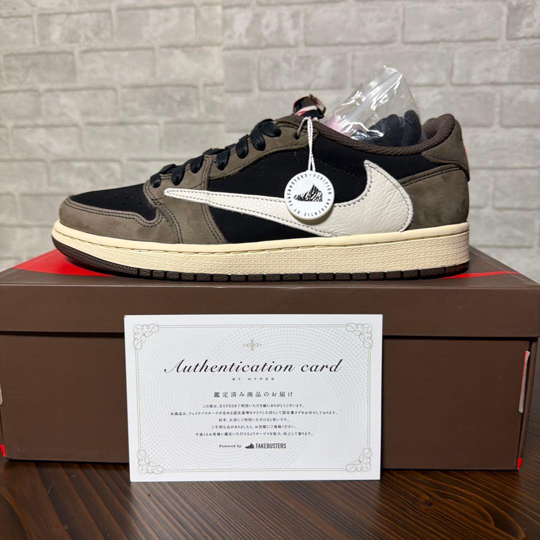 トラヴィススコット×ナイキ エアジョーダン1 ロー ブラック/ダークモカ27cm