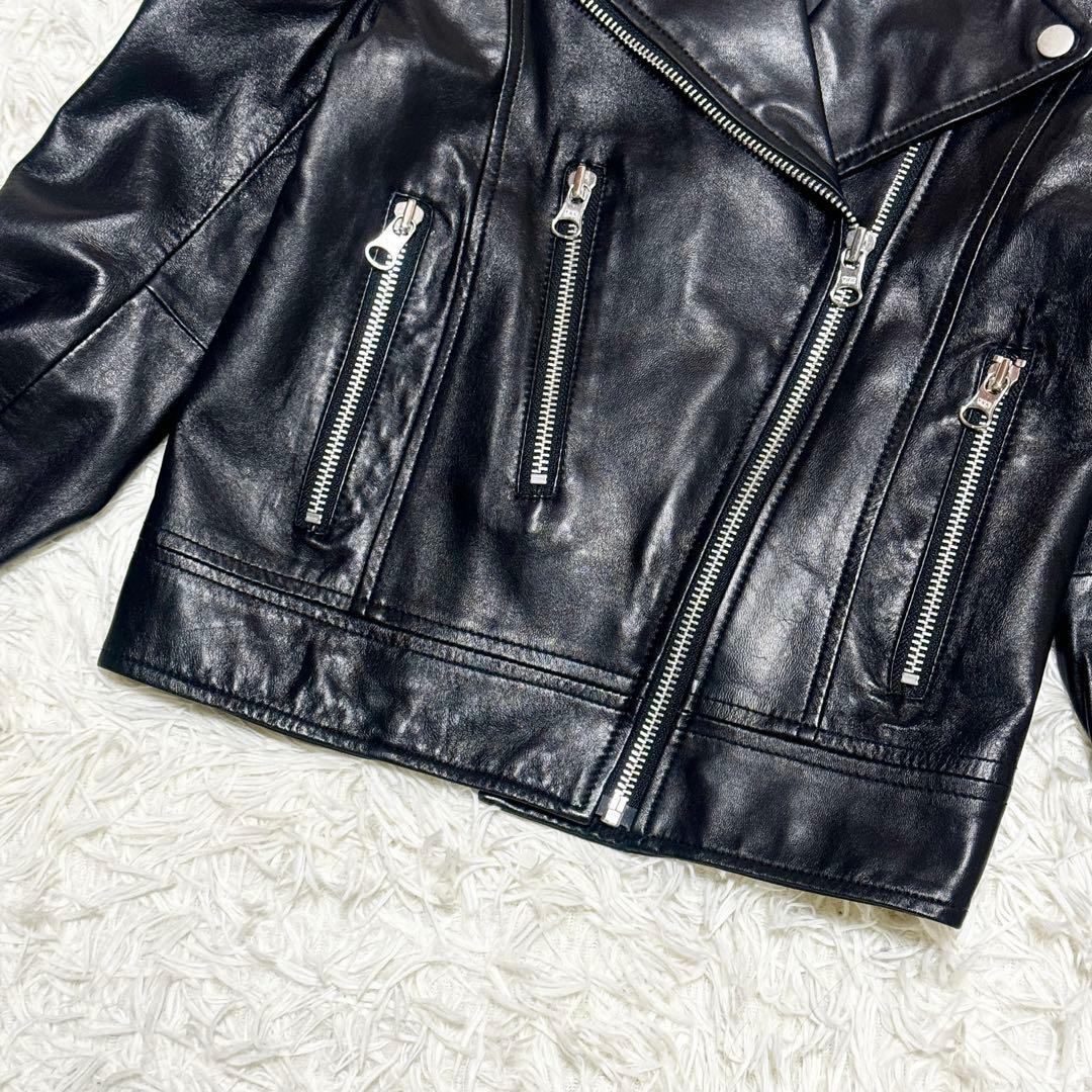 近年モデル ジェイダ ラムレザー ダブルライダースジャケット F 羊革 本革