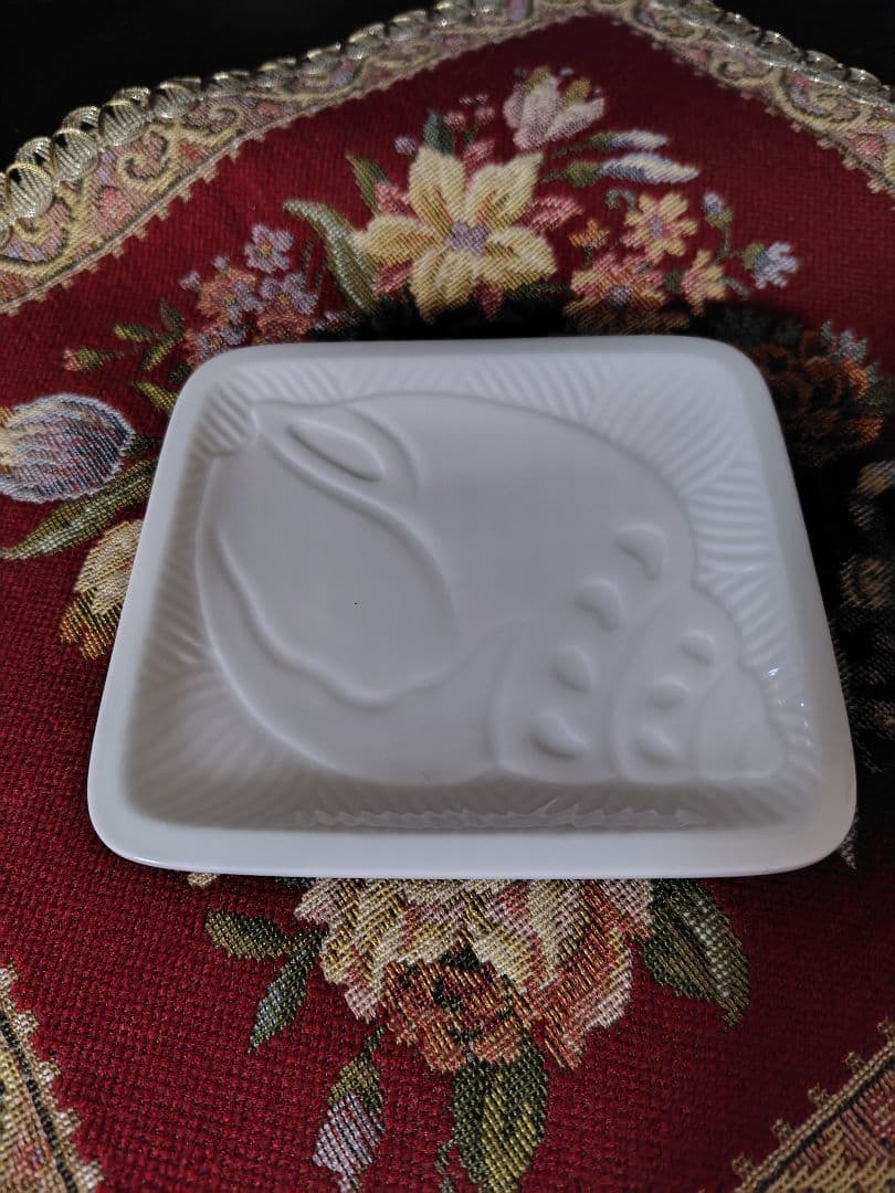 【招福・美品】白い風・深川製磁・貝文様・白皿・長方形5枚セット