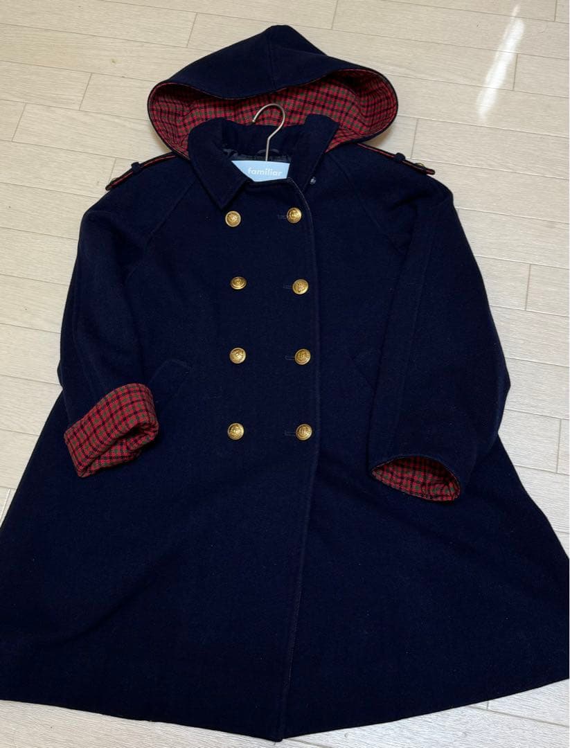 激レア 希少 旧タグ 金ボタン ファミリア チェック Pコート 120