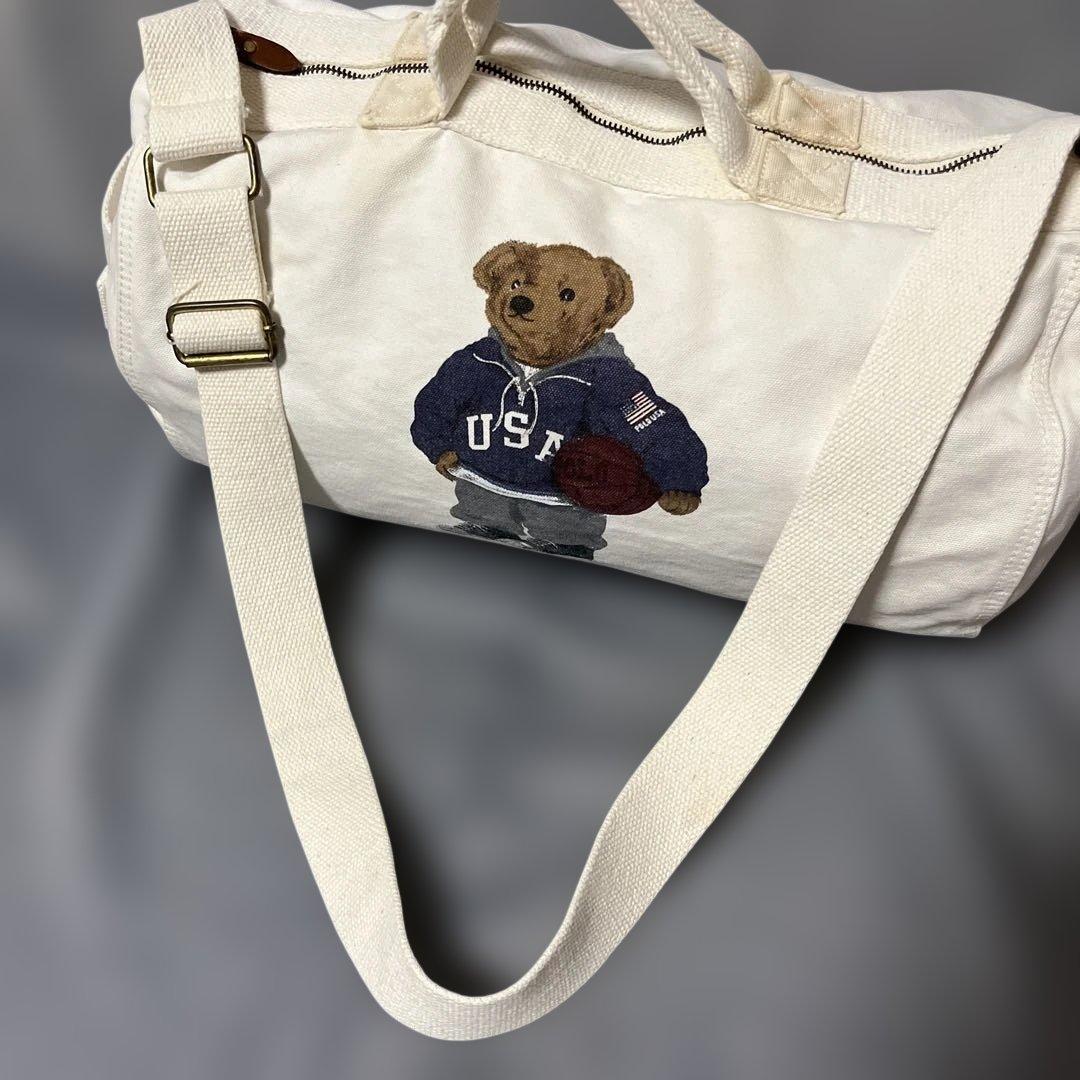 希少✨ポロラルフローレン 2way キャンバス　ベア　ボストン　ホワイト白
