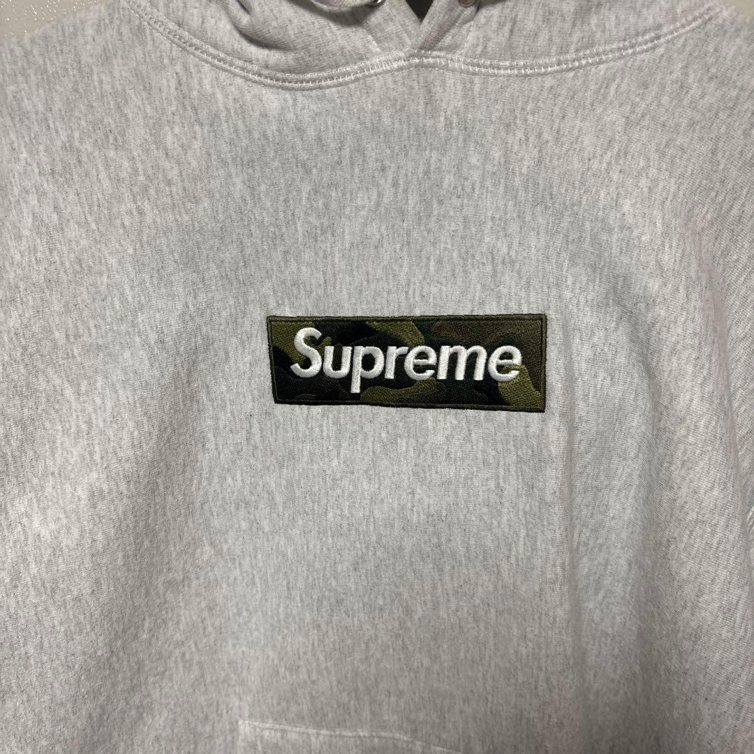 Supreme カモフラージュロゴ パーカー グレー