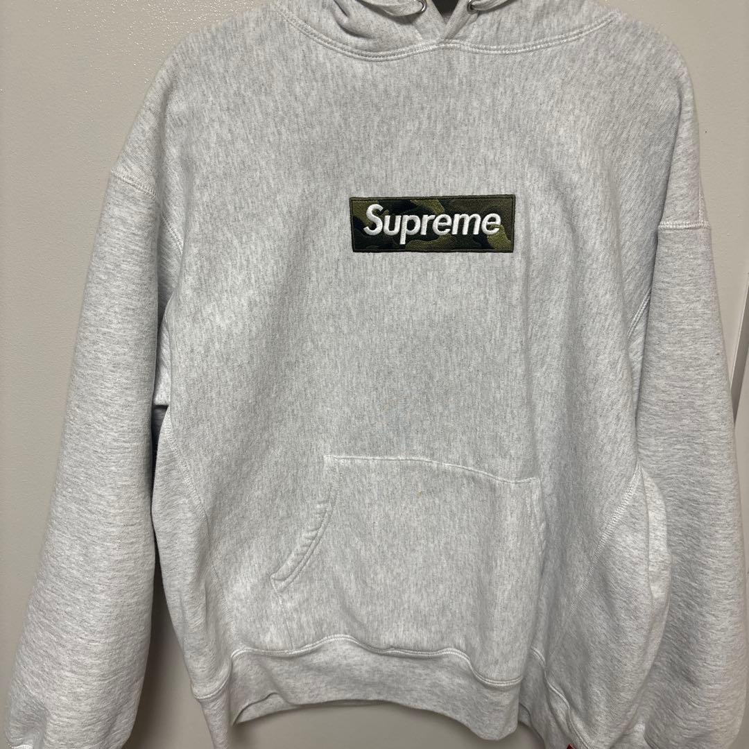 Supreme カモフラージュロゴ パーカー グレー