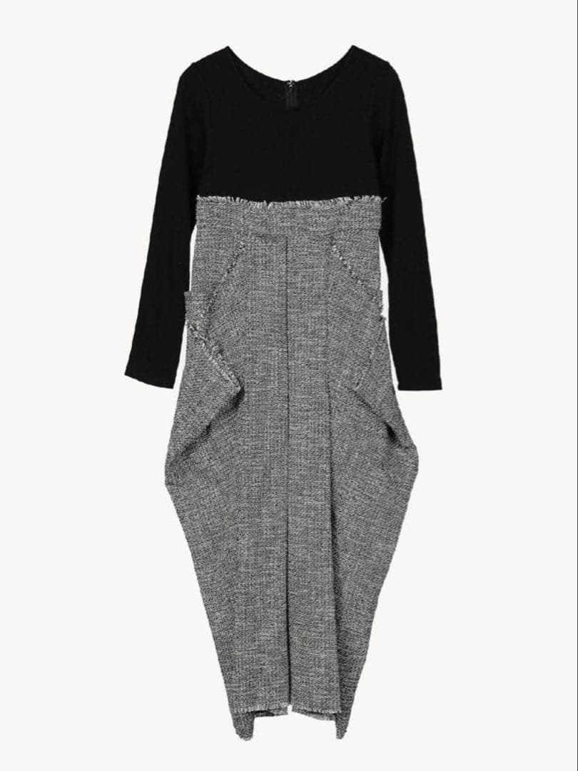 ワンピース acka docking tweed cocoon one-piece