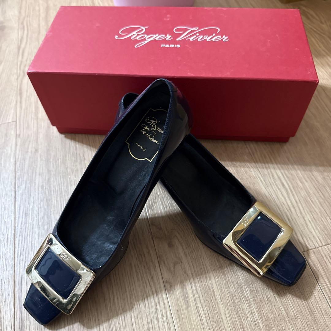Roger Vivier ネイビー バックル ハイヒール 36