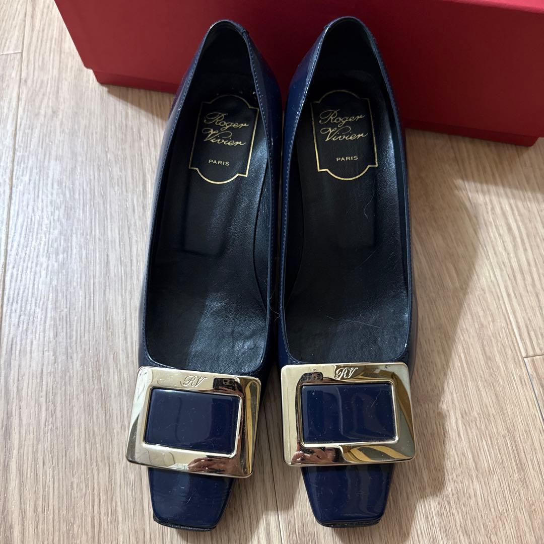 Roger Vivier ネイビー バックル ハイヒール 36