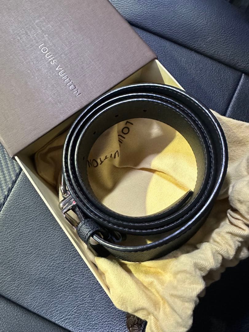 Louis Vuitton ブラック レザー ベルト ダミエ　最終値下げ中