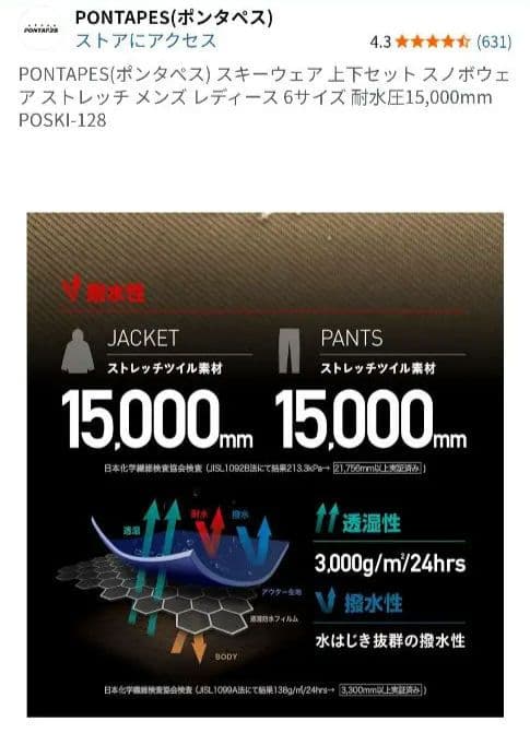 PONTAPES 防水フード付きジャケット Lサイズ ブラック