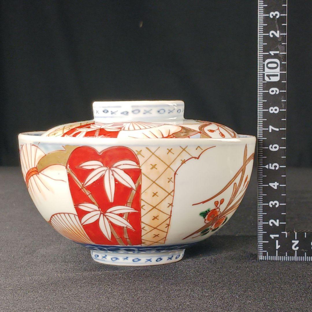 Y2794-2 伊万里 染錦 蓋茶碗 10客セット 共箱