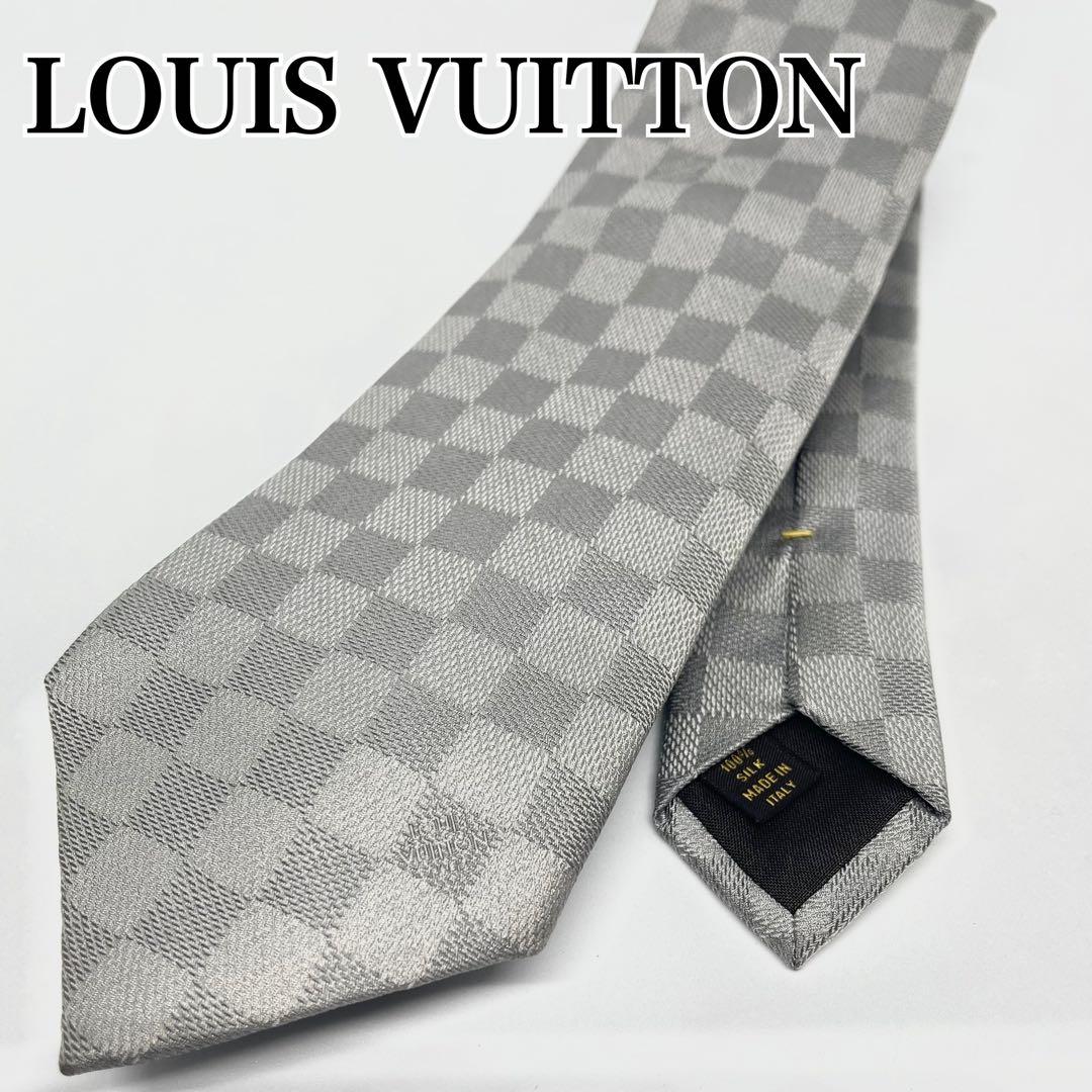 LOUIS VUITTON ルイヴィトン ダミエ シルク ネクタイ グレー