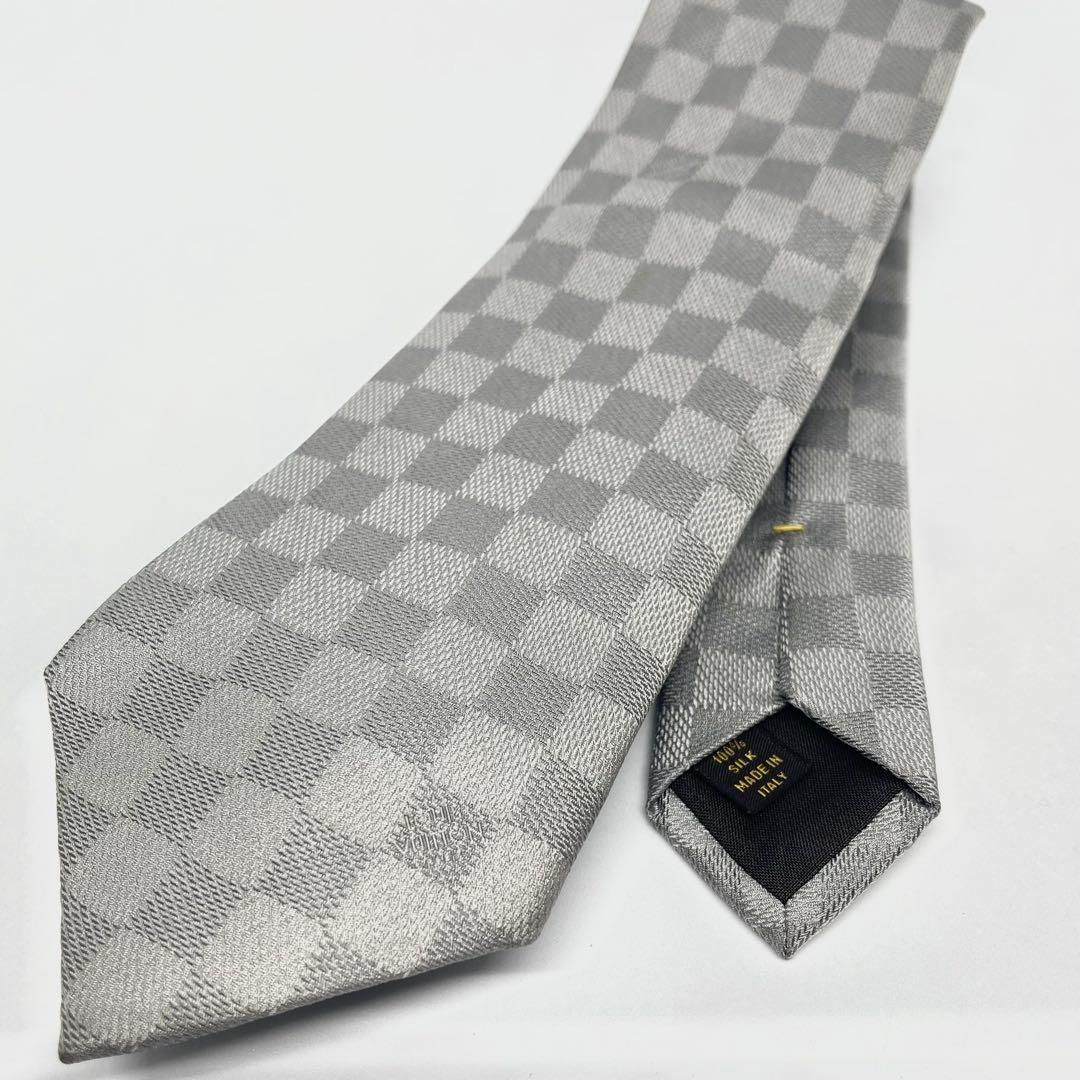 LOUIS VUITTON ルイヴィトン ダミエ シルク ネクタイ グレー