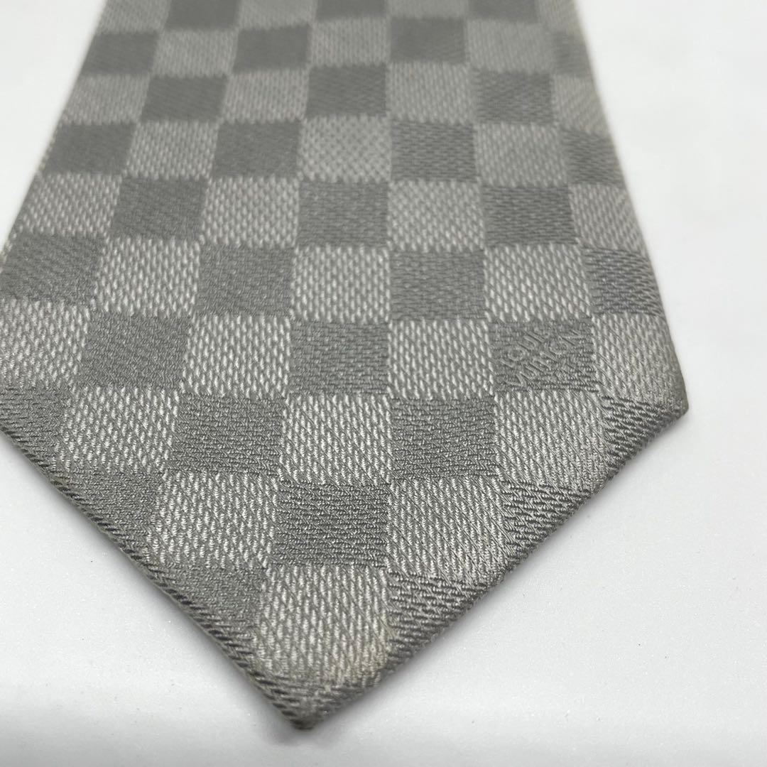 LOUIS VUITTON ルイヴィトン ダミエ シルク ネクタイ グレー