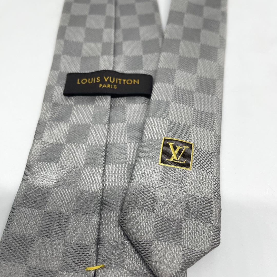 LOUIS VUITTON ルイヴィトン ダミエ シルク ネクタイ グレー