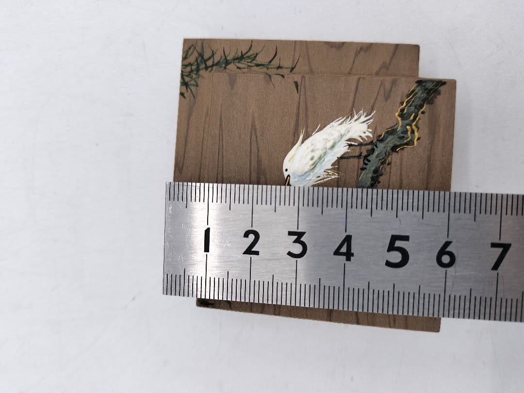 c639 香合 神代杉 鷺に柳 色紙重 中谷秀斉 木箱 茶道具 古物