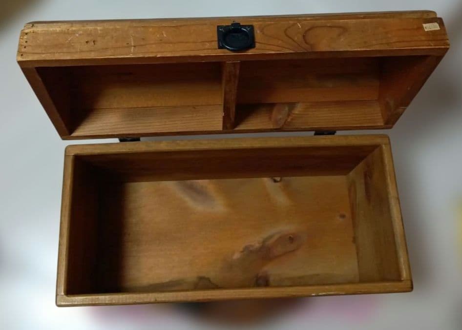 デコイ木製ボックス　年代物　木箱　おもちゃ箱　カントリー　道具入れ
