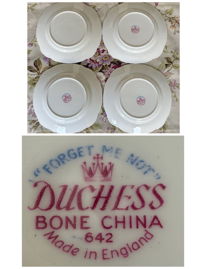 【英国ビンテージ】ダッチェス★勿忘草★ケーキ皿　4枚