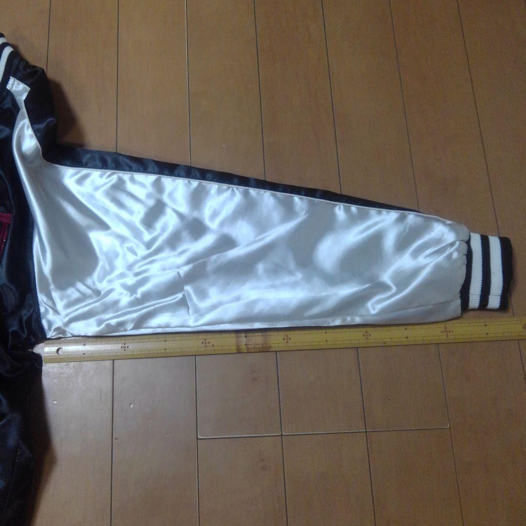 【美品】 朧 和柄スカジャン シルバー×黒 九尾の狐　刺繍　XXL