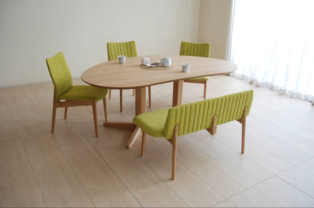 【送料無料】極美品 豆型ビーンズテーブル140cm レッドオーク材 ナチュラル