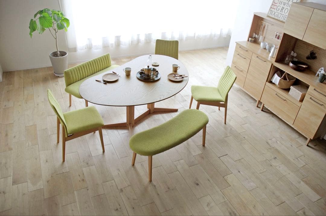 【送料無料】極美品 豆型ビーンズテーブル140cm レッドオーク材 ナチュラル