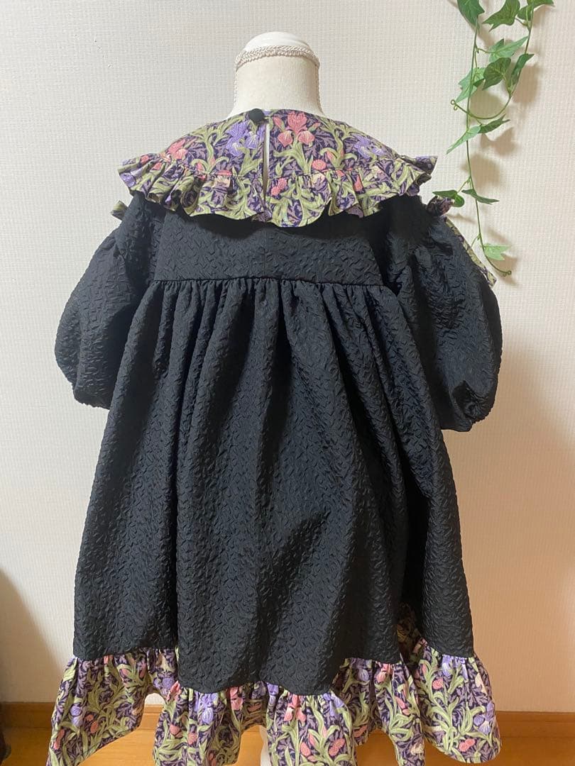 ハンドメイド　ウエストギャザーワンピース