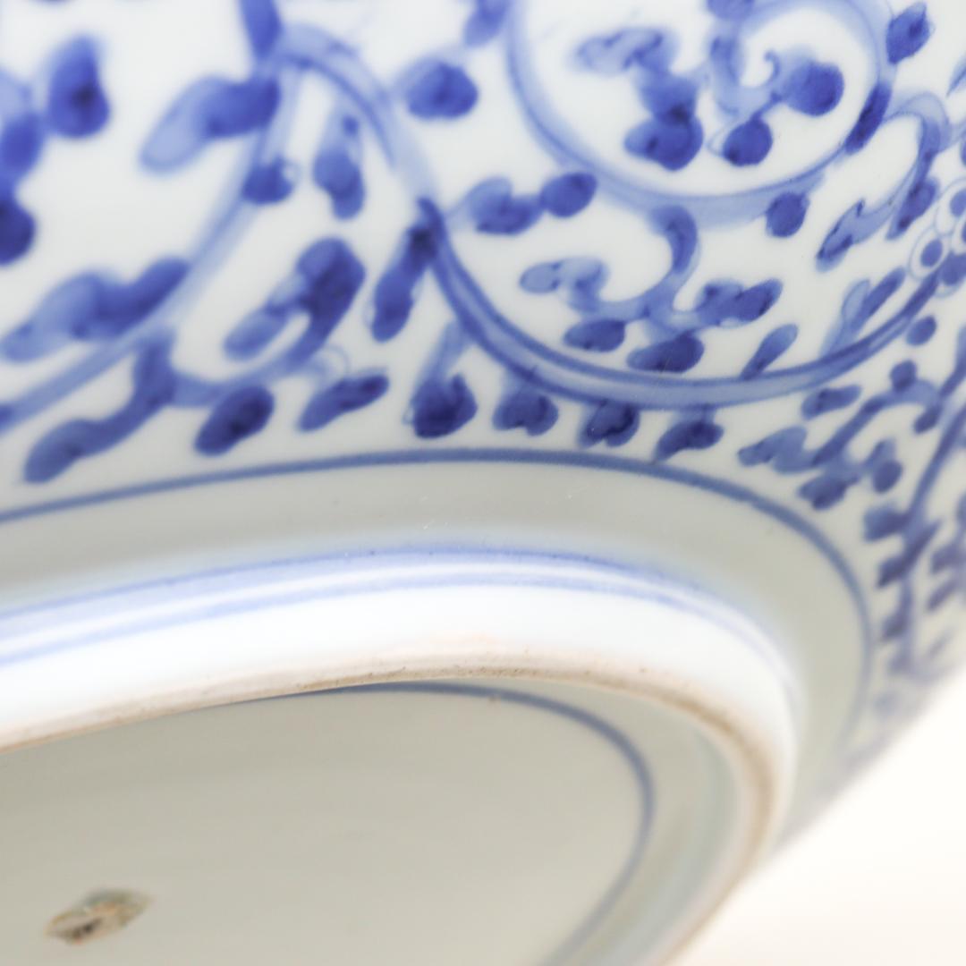 古伊万里 太明成化年製 染付 蛸唐草文 松竹梅図 尺皿