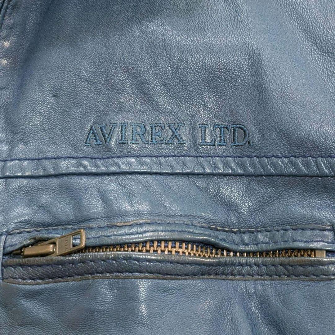 AVIREX アヴィレックス レザージャケット 羊革 ターコイズブルー Mサイズ