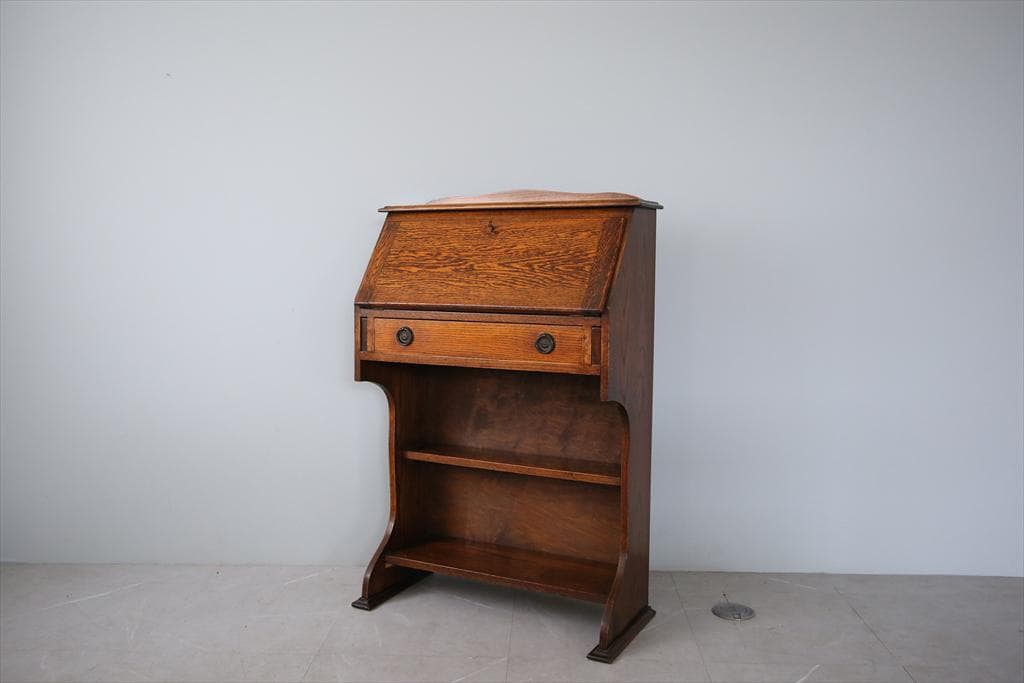 英国アンティーク木製ライティングビューロー/勉強机デスク/テーブル(92-51)