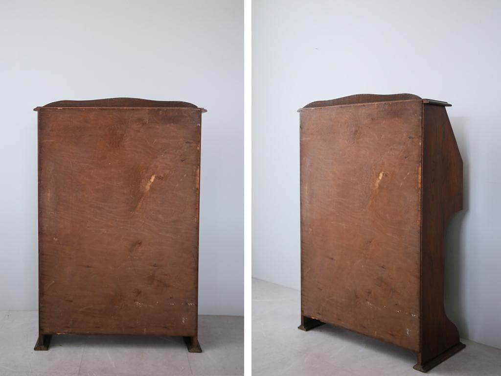 英国アンティーク木製ライティングビューロー/勉強机デスク/テーブル(92-51)