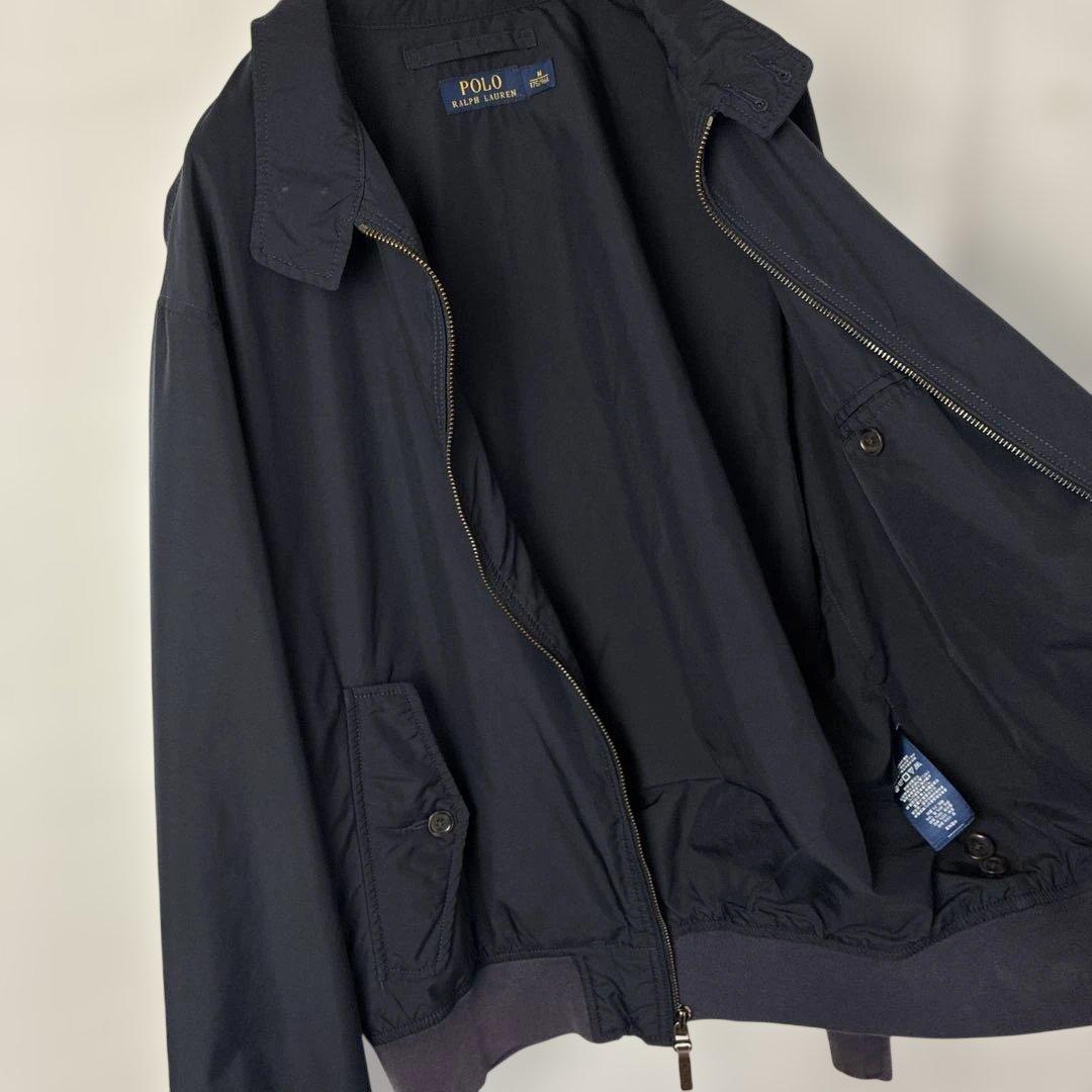 ポロラルフローレン　スイングトップ　ネイビー紺色　刺繍ロゴ　ナイロン　スウィング