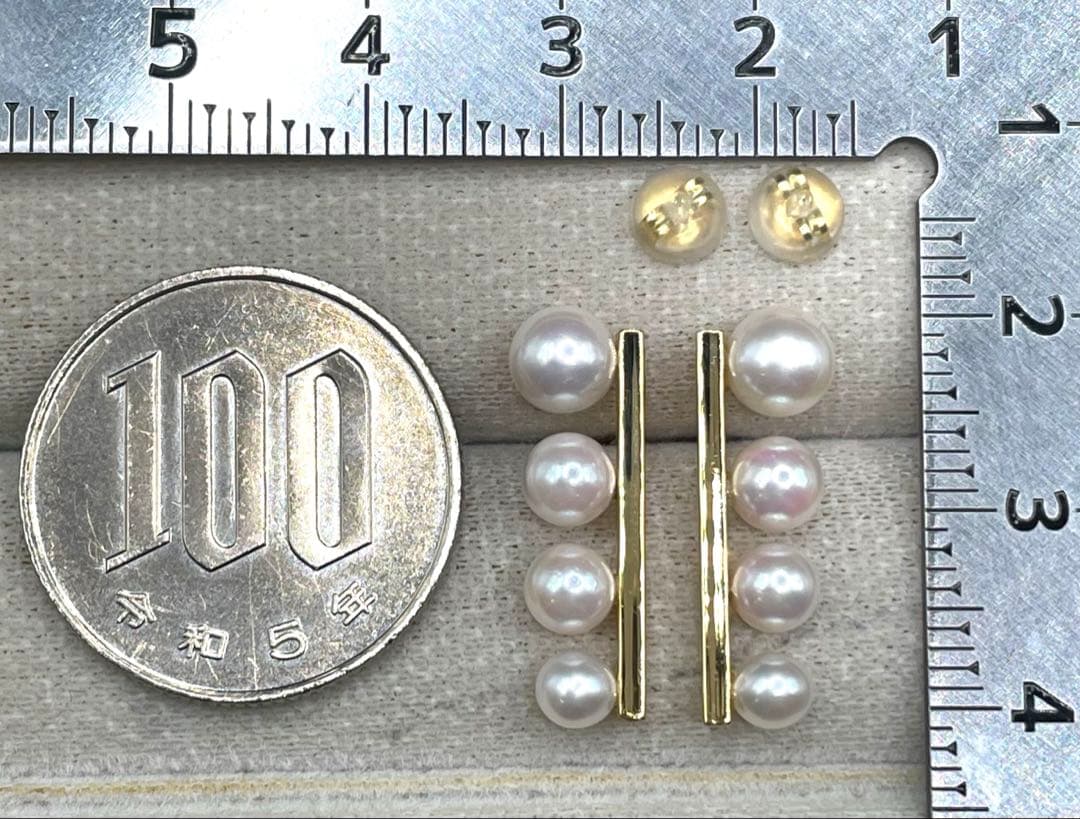 専用JA169★高級 あこや真珠3.8mm〜5.6mm K18 ピアス 鑑別付