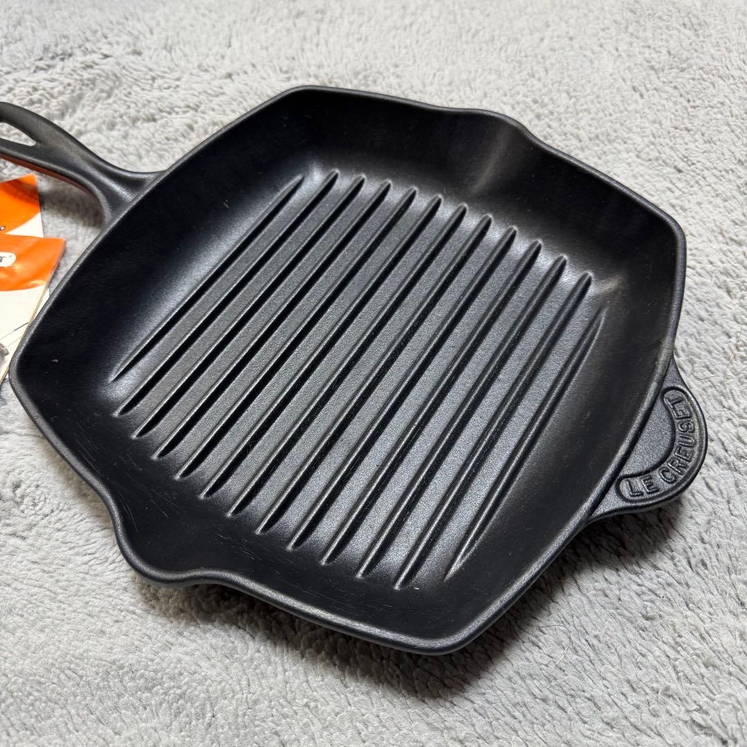 【未使用】ル・クルーゼ スクエア スキレット グリルパン ブラック