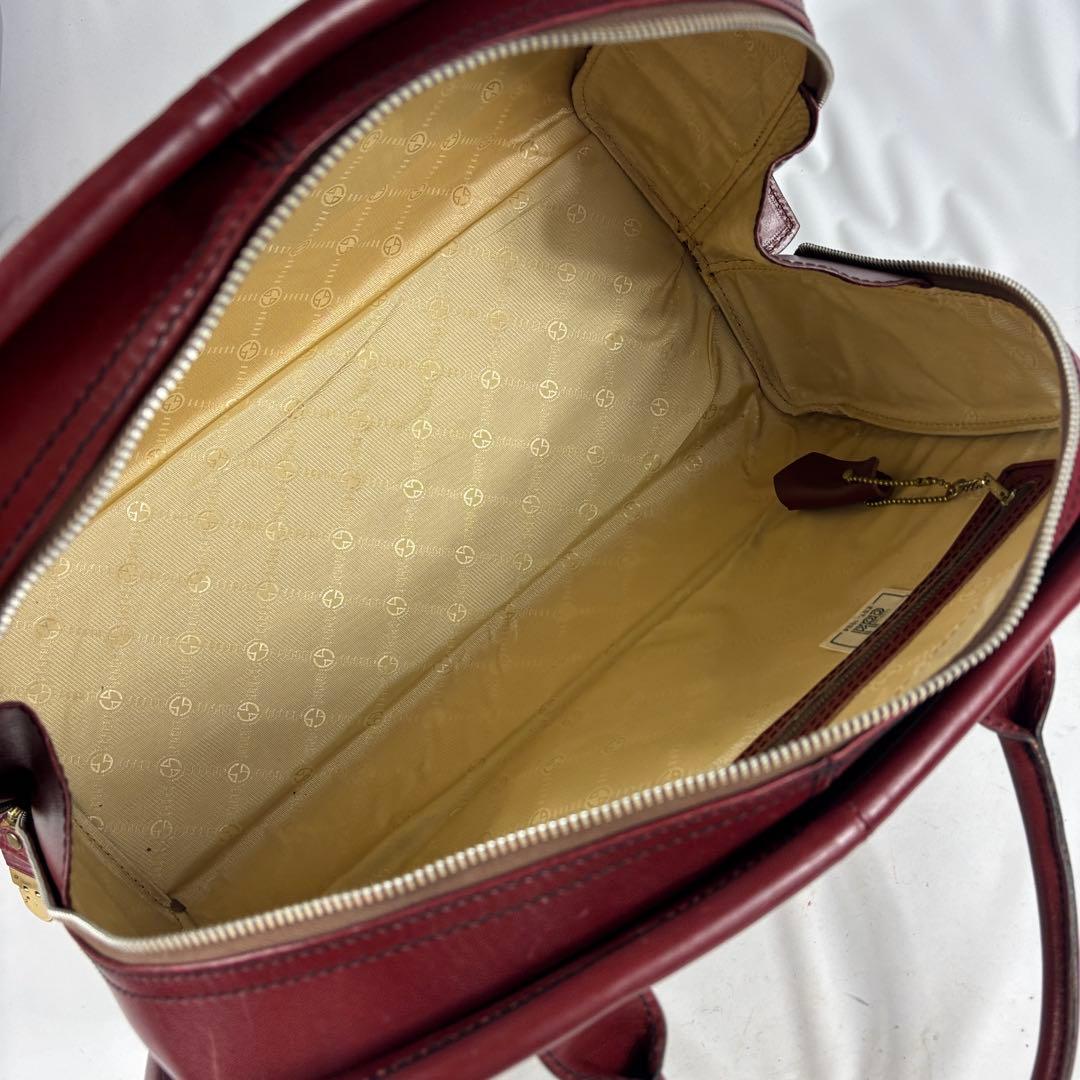 青木鞄 ボストンバッグ オールレザー ボルドー　鍵付き　自立