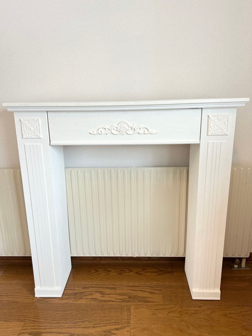 W90 マントルピース　ホワイト ミルクペイント　木製　シャビー