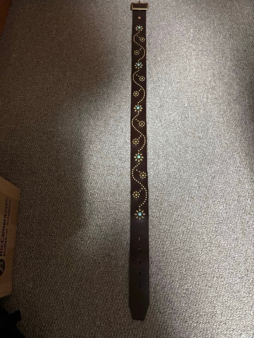 未使用級超美品 HTC ターコイズフラワースタッズベルト 34inch