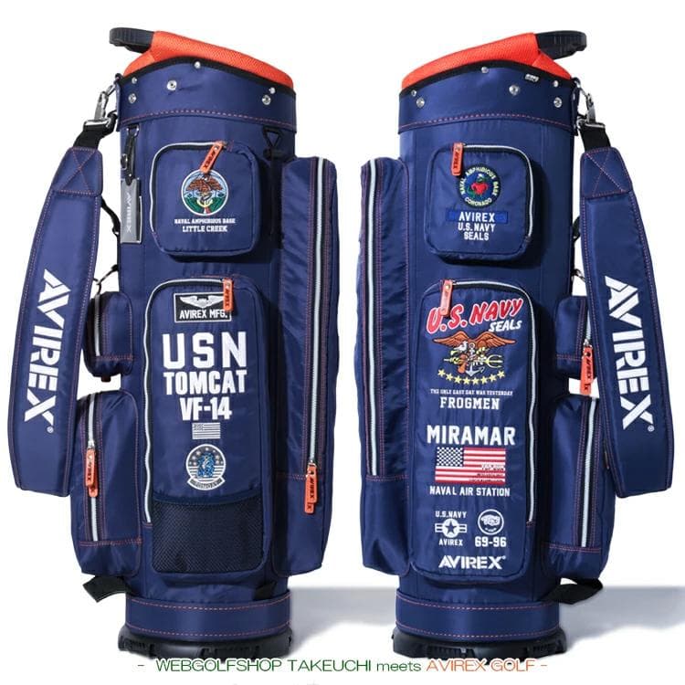 新品 AVIREX アヴィレックスゴルフ キャディバッグ ネイビー