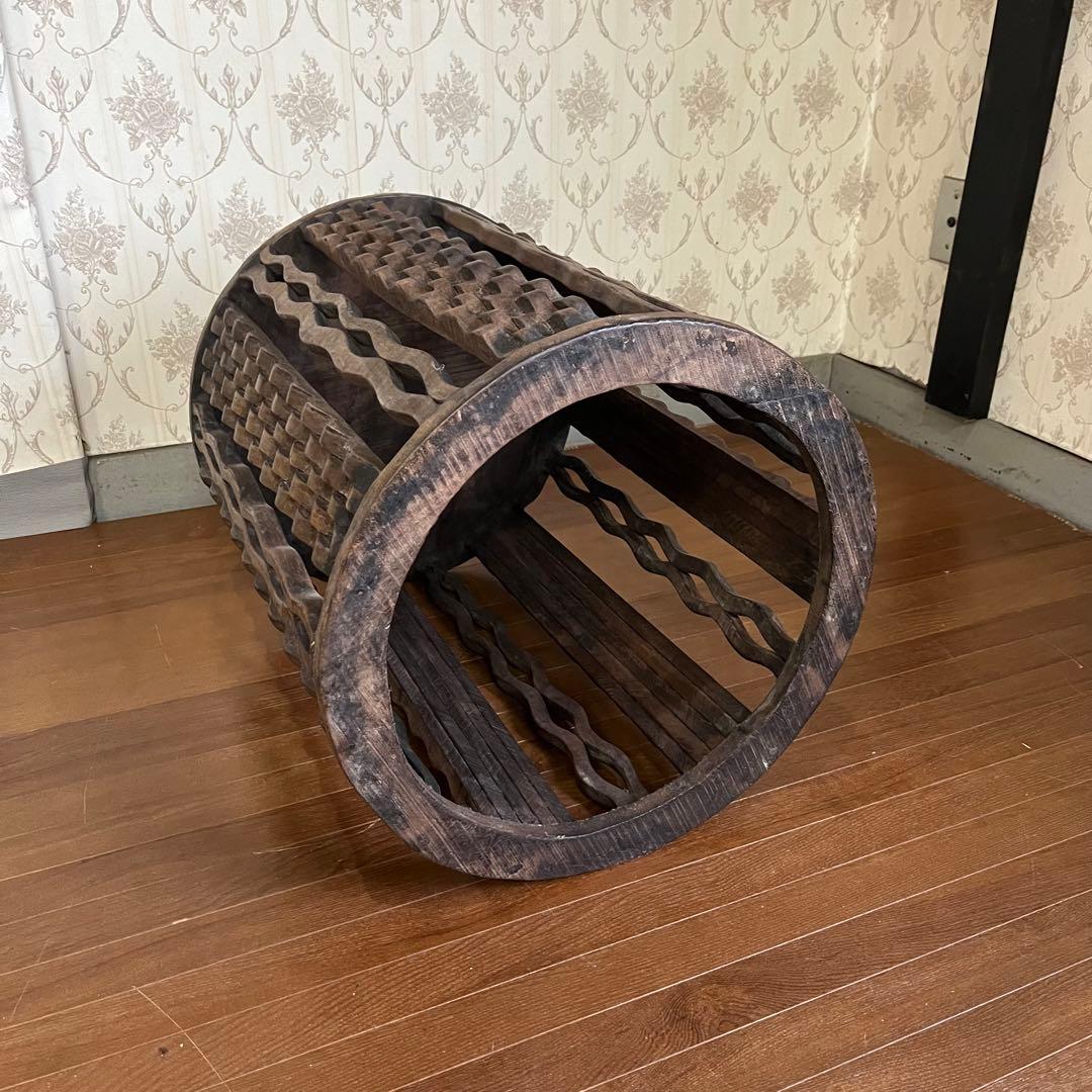 【アンティーク】② アジアン家具 木製 彫刻 木彫り サイドテーブル 古家具