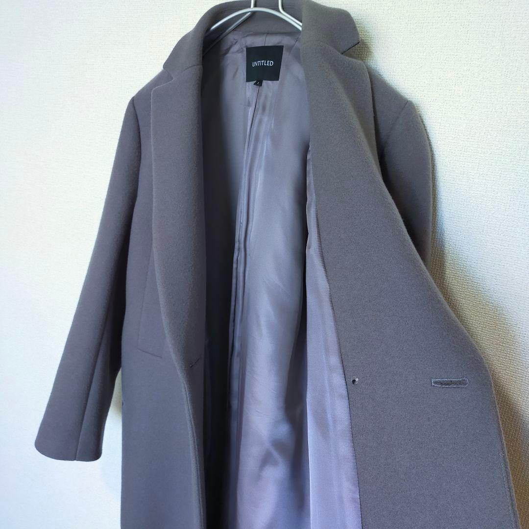 美品 UNTITLED ウールメルトン チェスターコート ダブル グレー