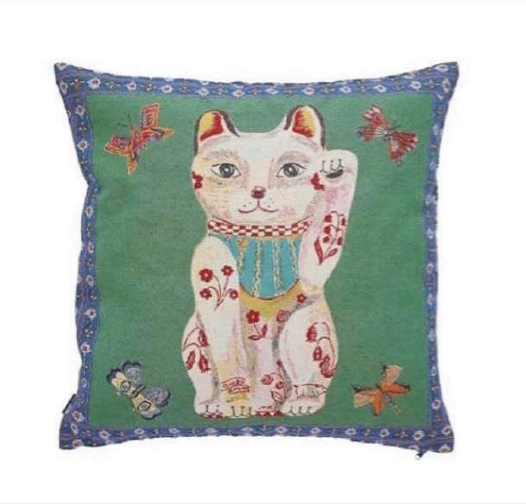 新品　ナタリーレテ　クッションカバー　招き猫　45×45cm ねこ　ネコ