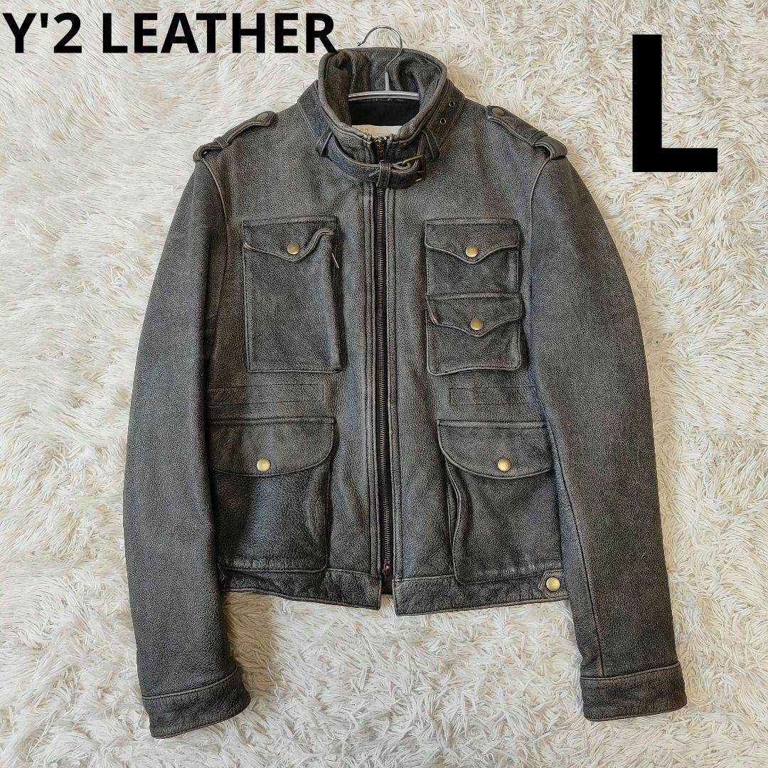 Y'2 LEATHER　レザー シングルライダース　M〜 L 牛革　グレー