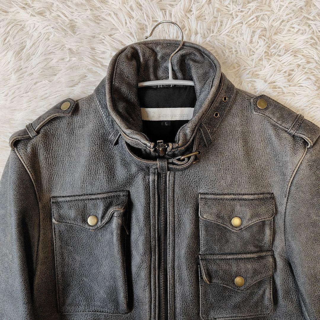 Y'2 LEATHER　レザー シングルライダース　M〜 L 牛革　グレー