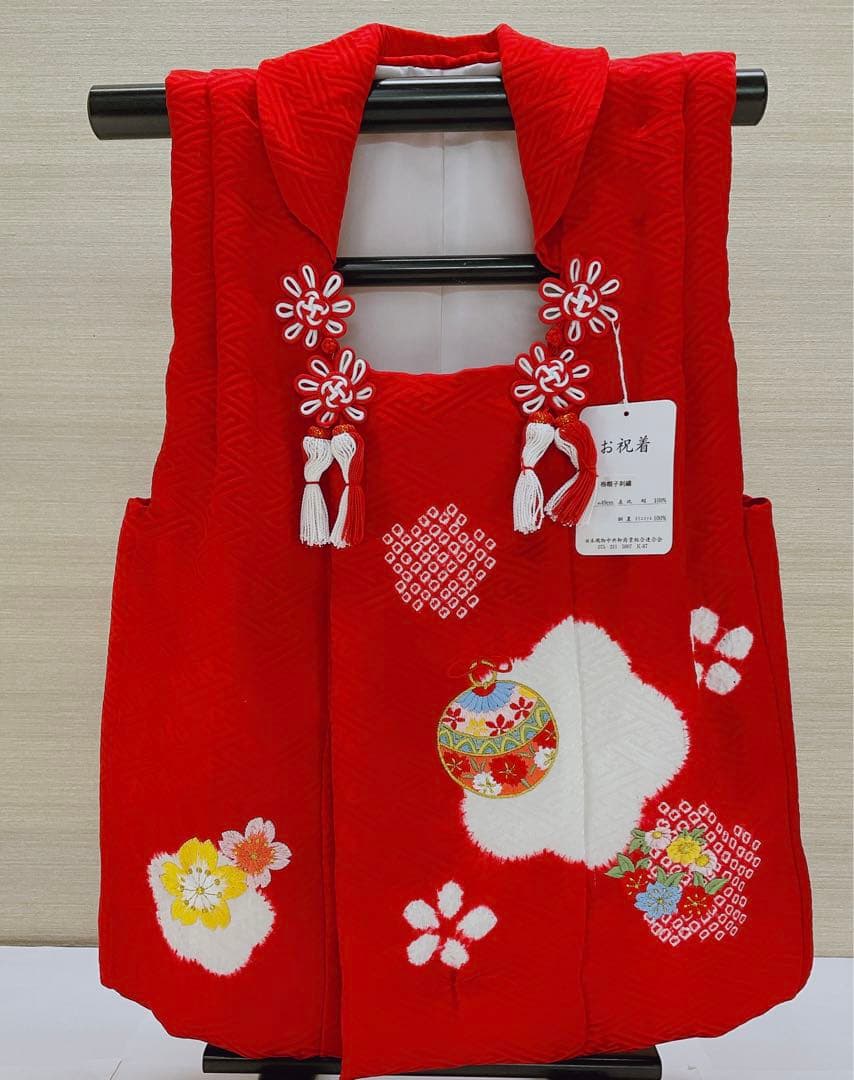 七五三 子ども 着物 被布コート 三歳 正絹 子絞り 刺繍 鈴 桜 新品未使用品