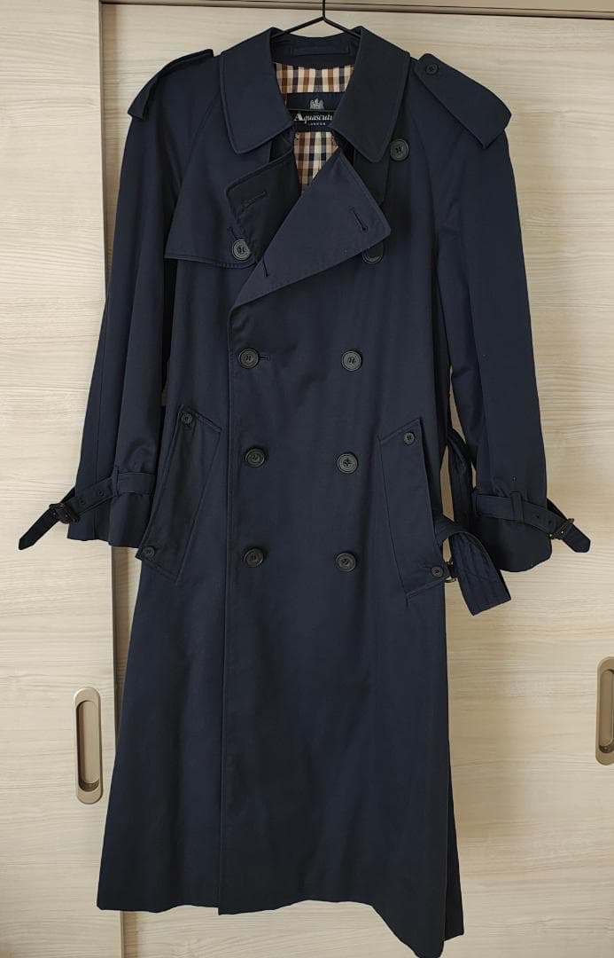 Aquascutum アクアスキュータム ネイビー トレンチコート 超美品