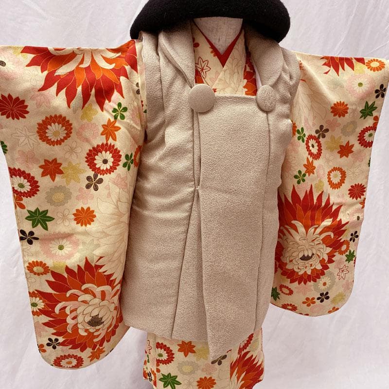 507ag30◎七五三 三歳 女の子 アンティーク着物のみ 丸文◎