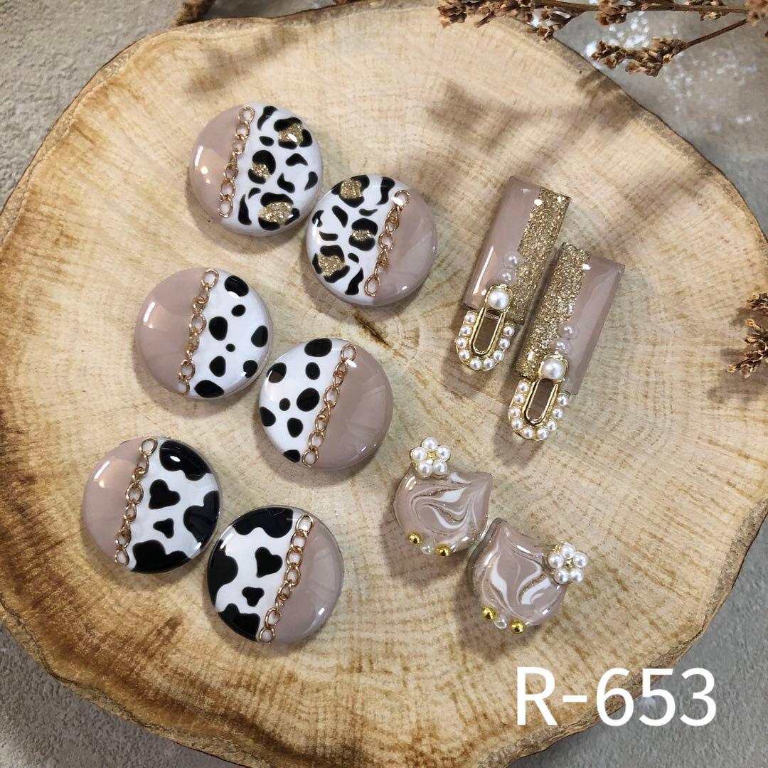 R-653 ✴︎レジンカボション✴︎アニマル柄モカベージュ5種♡⁎⁺˳