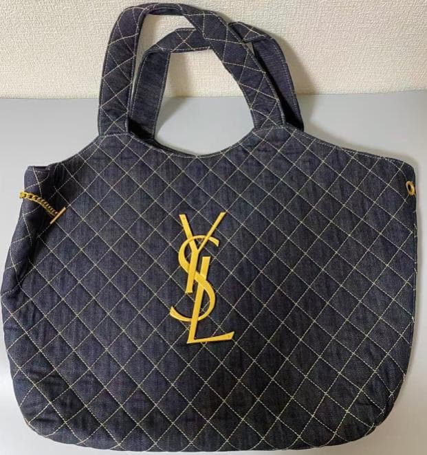 YVES SAINT LAURENT デニム キルティング トートバッグ ty
